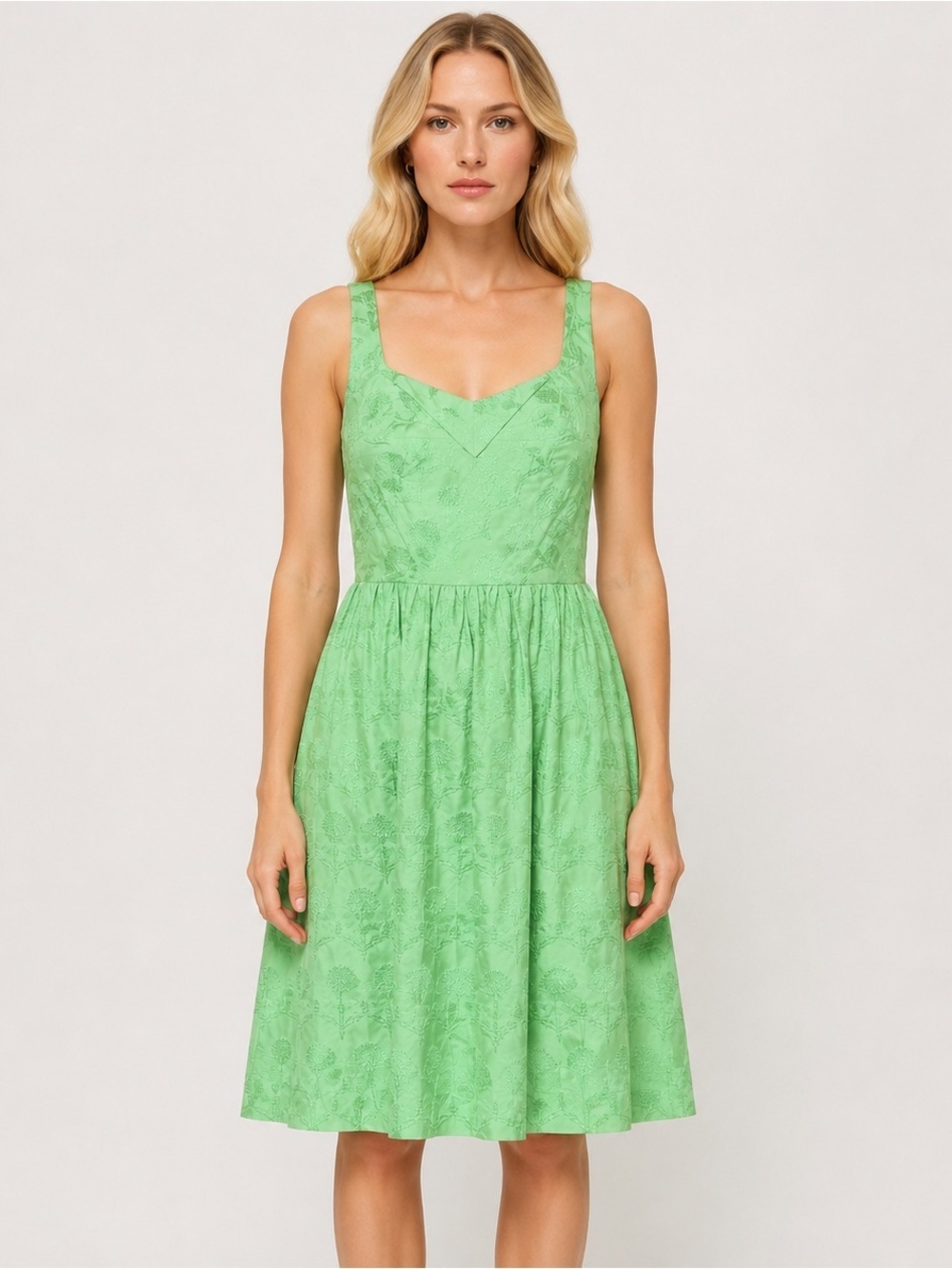 Tahari ASL Mint Green Cotton Fit & Flare Cocktail Dress Sz 4 Sleeveless A-Line